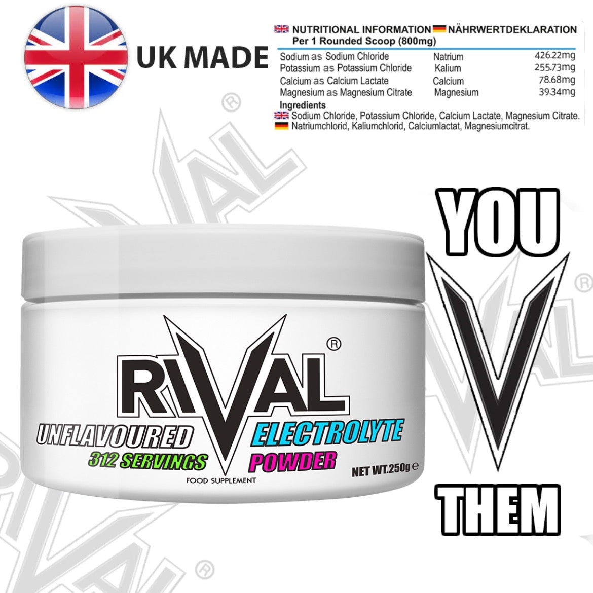 ELECTROLYTE POWDER (NO FLAVOUR ADDED) BY RIVAL KETO FRIENDLY