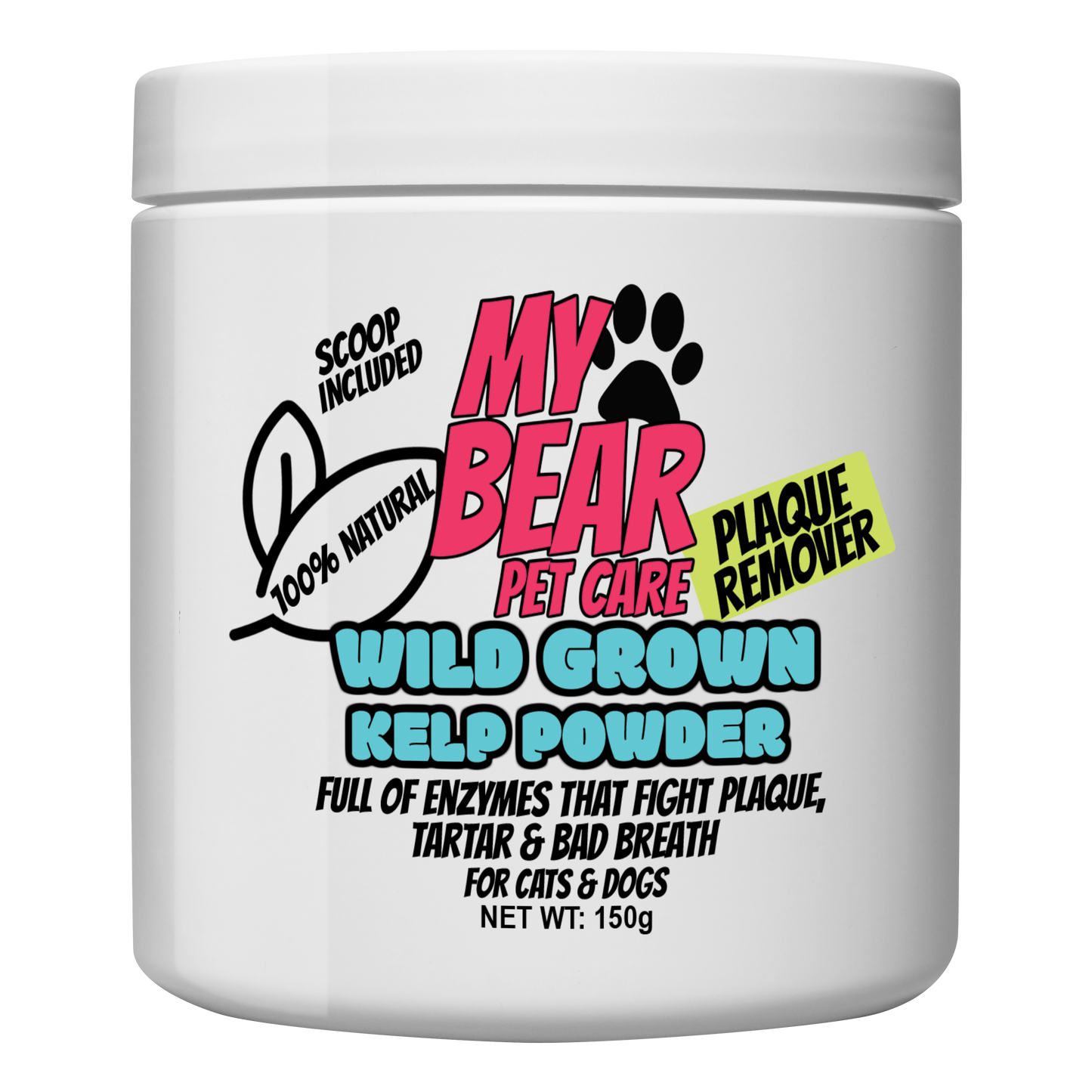 MY BEAR PET CARE WILD GROWN 100% NATURAL SEAWEED POWDER FOR DOGS & CATS FOR DENTAL CARE FOOD TOPPER