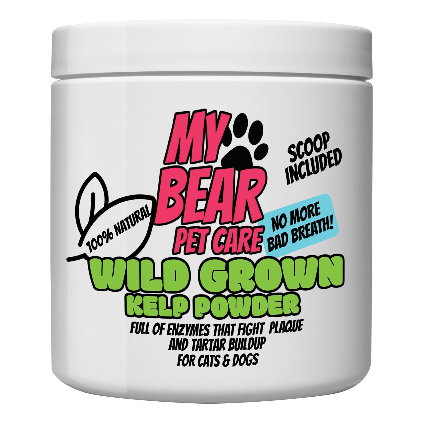MY BEAR PET CARE WILD GROWN 100% NATURAL SEAWEED POWDER FOR DOGS & CATS FOR DENTAL CARE FOOD TOPPER