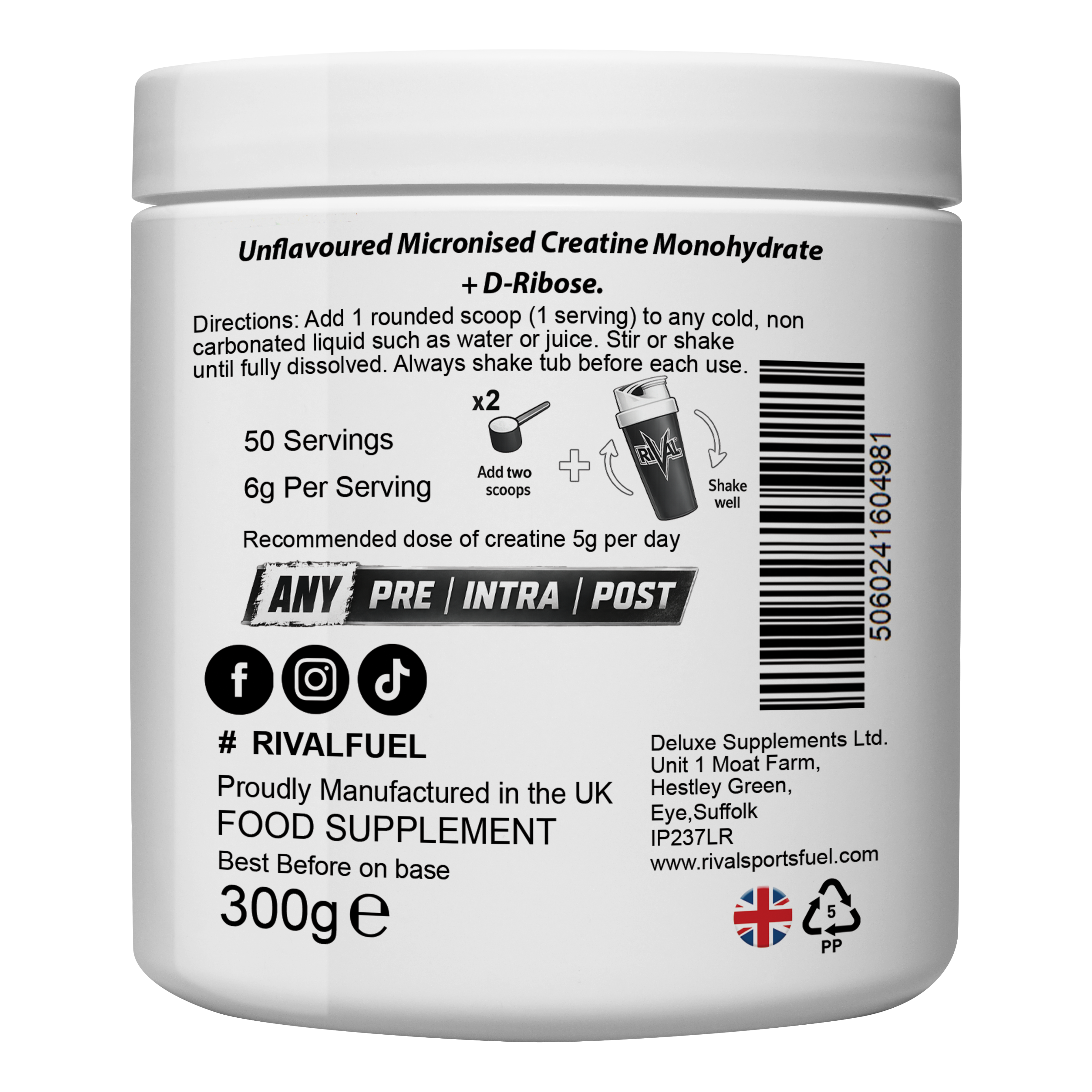 RIVAL CREATINE PLUS D-RIBOSE 300G