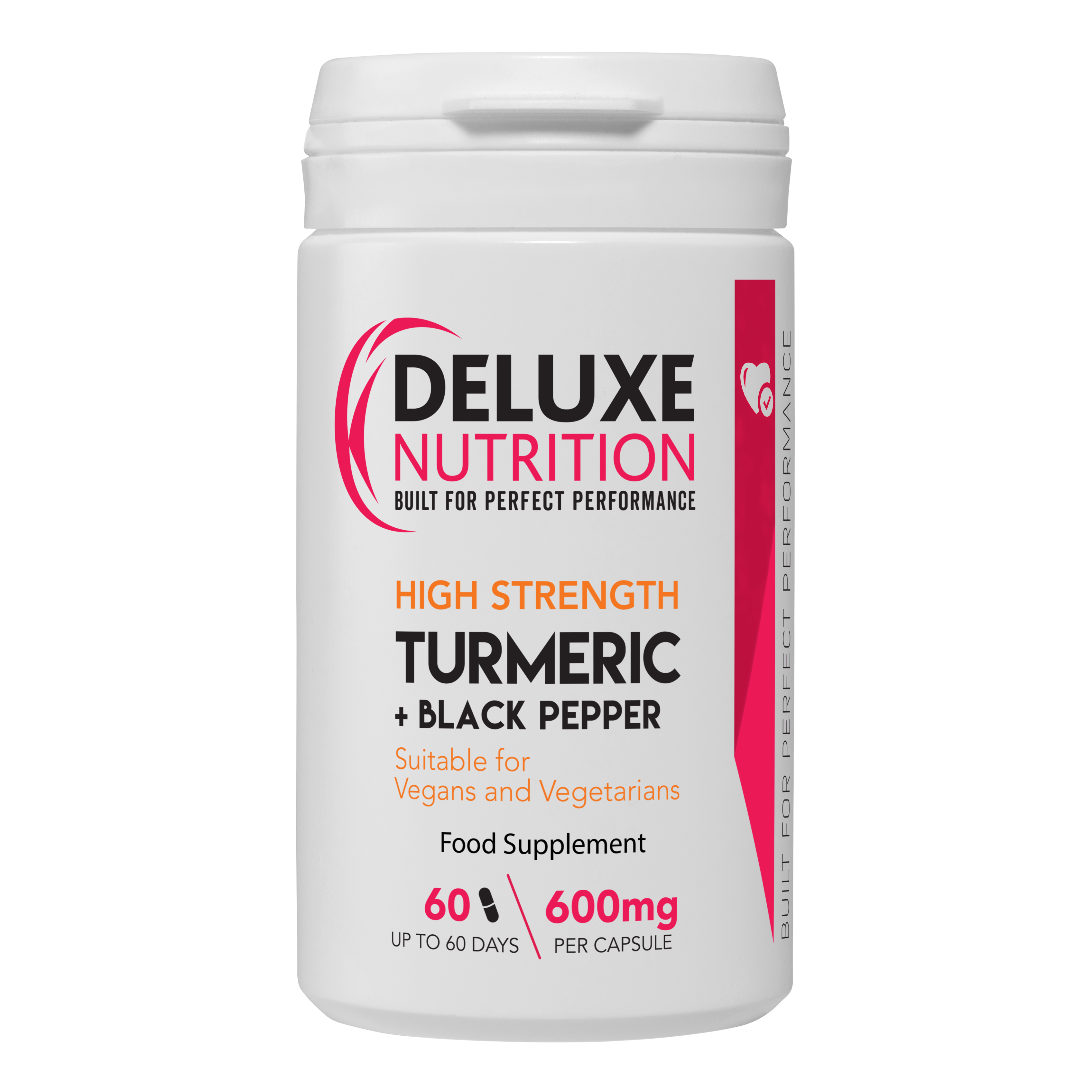 TURMERIC AND BLACK PEPPER 600mg CAPSULES VEGAN Deluxe Nutrition